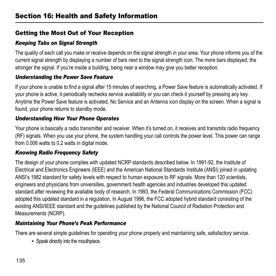 Section 16: health and safety information, Getting the most out of your reception, Getting he most out of your reception | Samsung 07202010 User Manual | Page 142 / 154