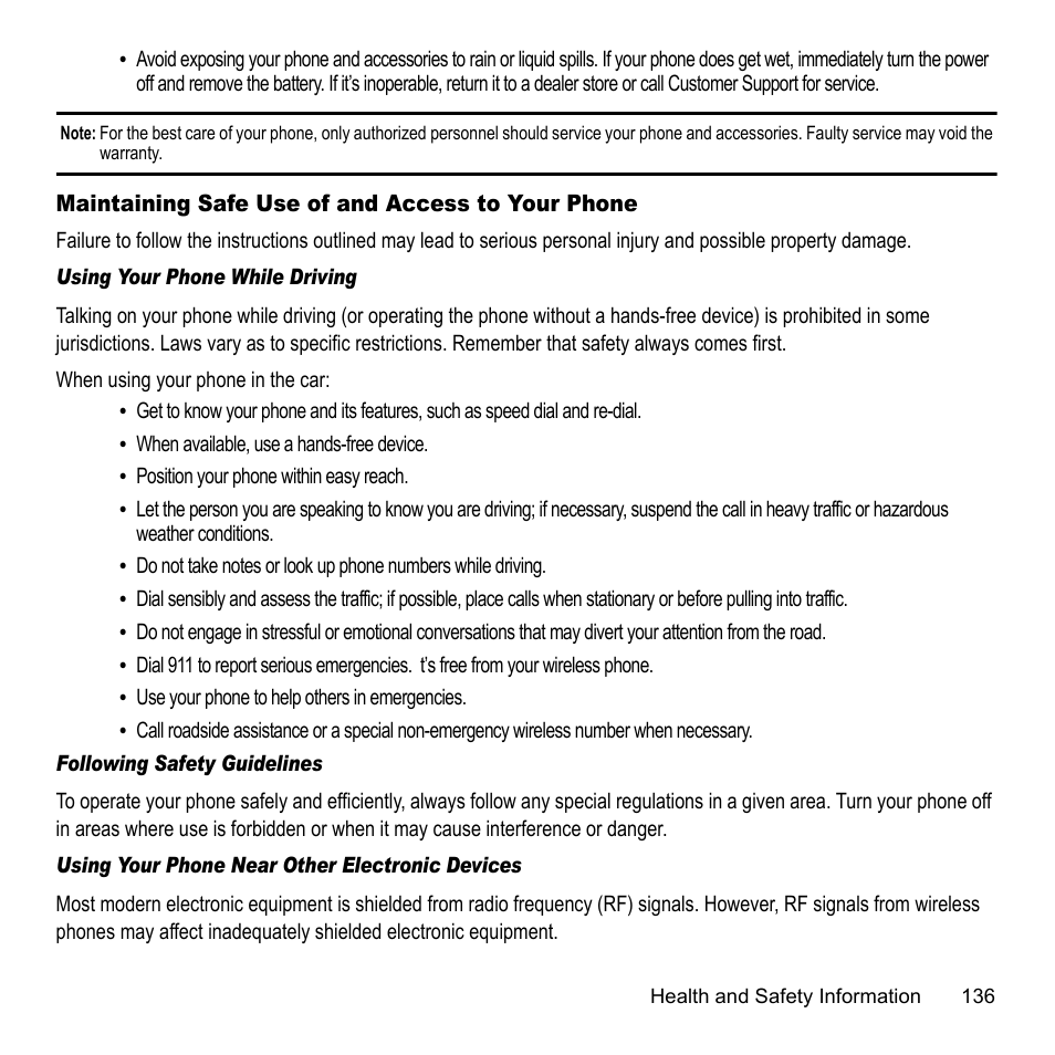 Maintaining safe use of and access to your phone | Samsung 07202010 User Manual | Page 143 / 154