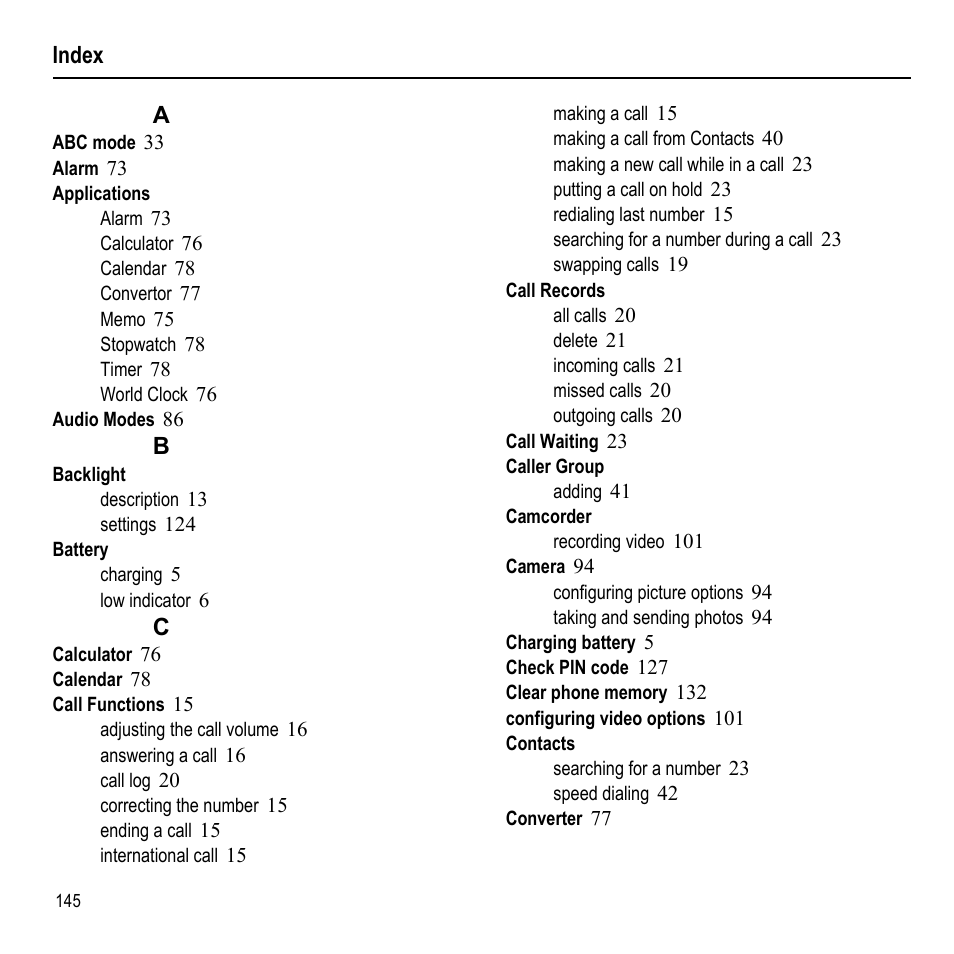 Index | Samsung 07202010 User Manual | Page 152 / 154