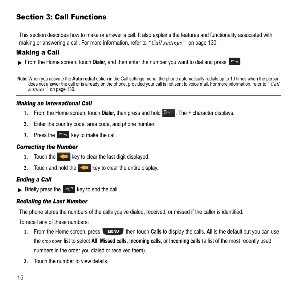 Section 3: call functions, Making a call | Samsung 07202010 User Manual | Page 22 / 154