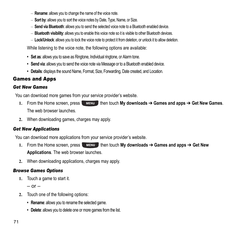 Games and apps | Samsung 07202010 User Manual | Page 78 / 154