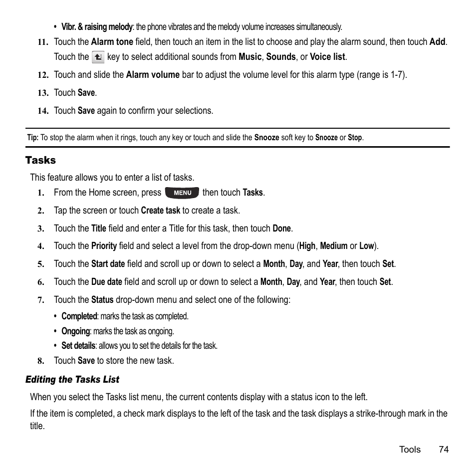 Tasks | Samsung 07202010 User Manual | Page 81 / 154