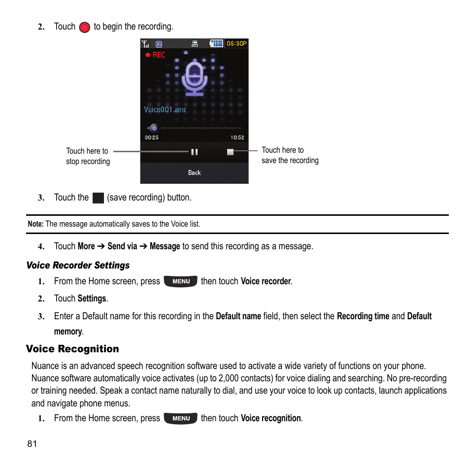 Voice recognition | Samsung 07202010 User Manual | Page 88 / 154