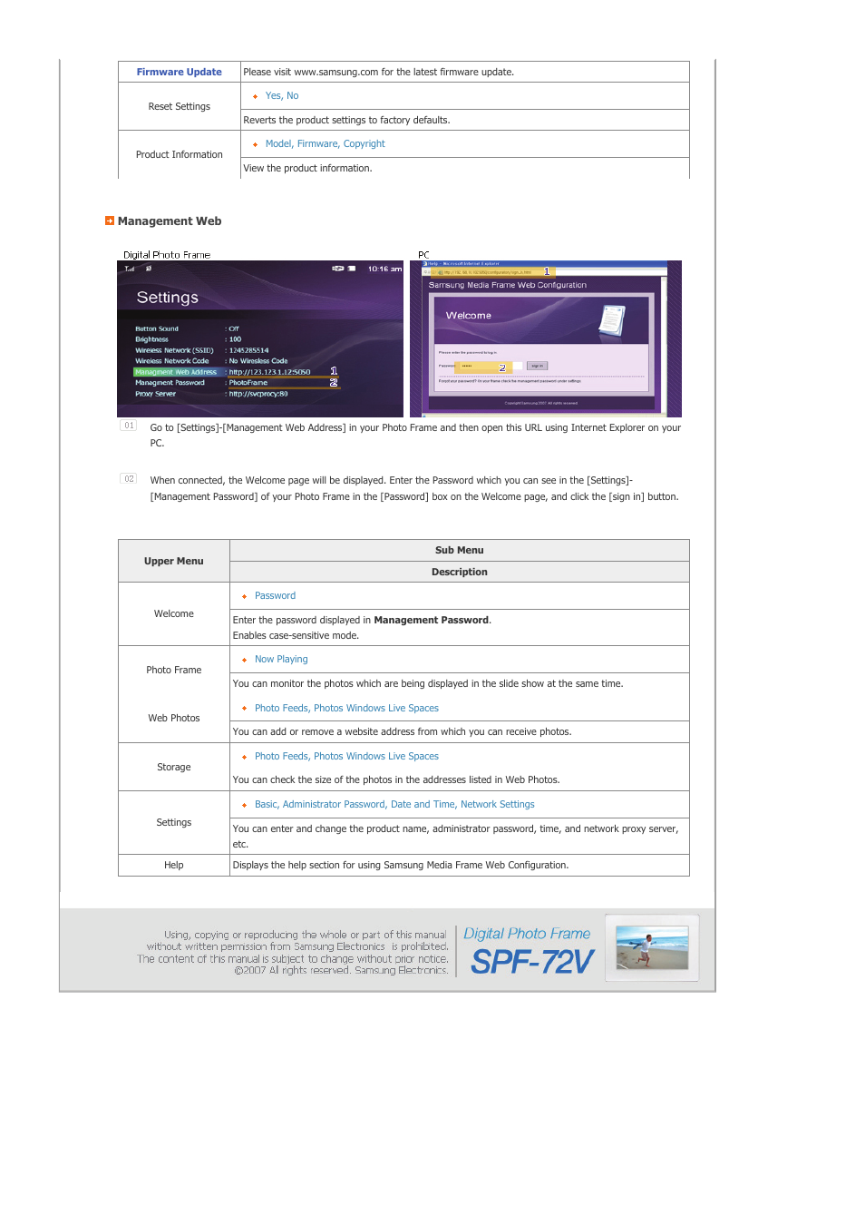 Management web | Samsung SAMTRON 72V User Manual | Page 20 / 38