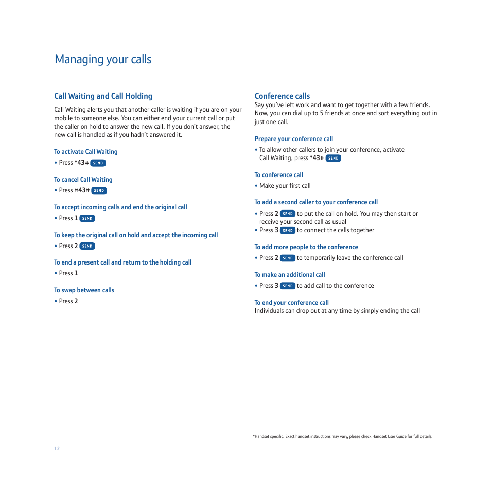 Managing your calls | Samsung BT FUSION P200 User Manual | Page 16 / 24