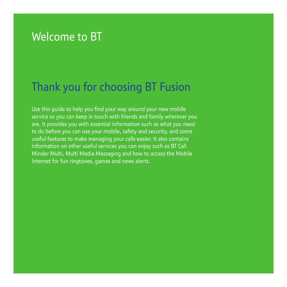 Welcome to bt | Samsung BT FUSION P200 User Manual | Page 2 / 24
