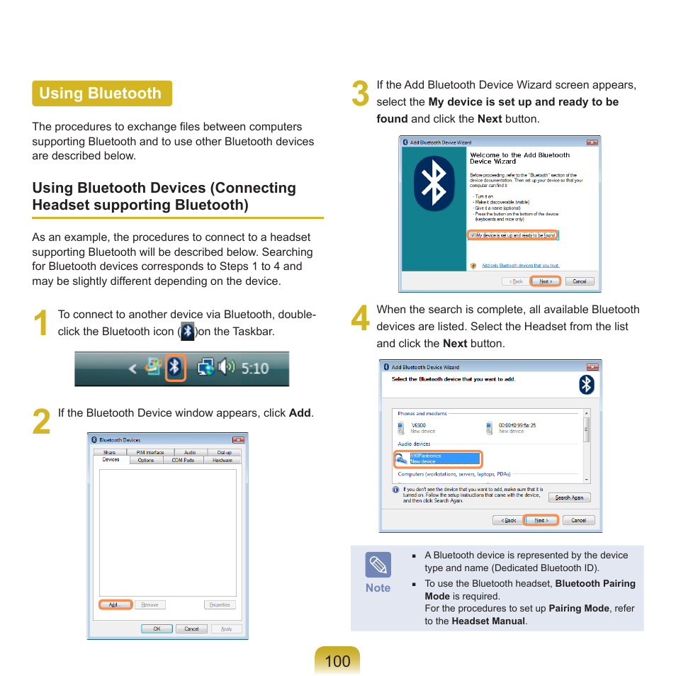 Using bluetooth | Samsung R70 User Manual | Page 101 / 196