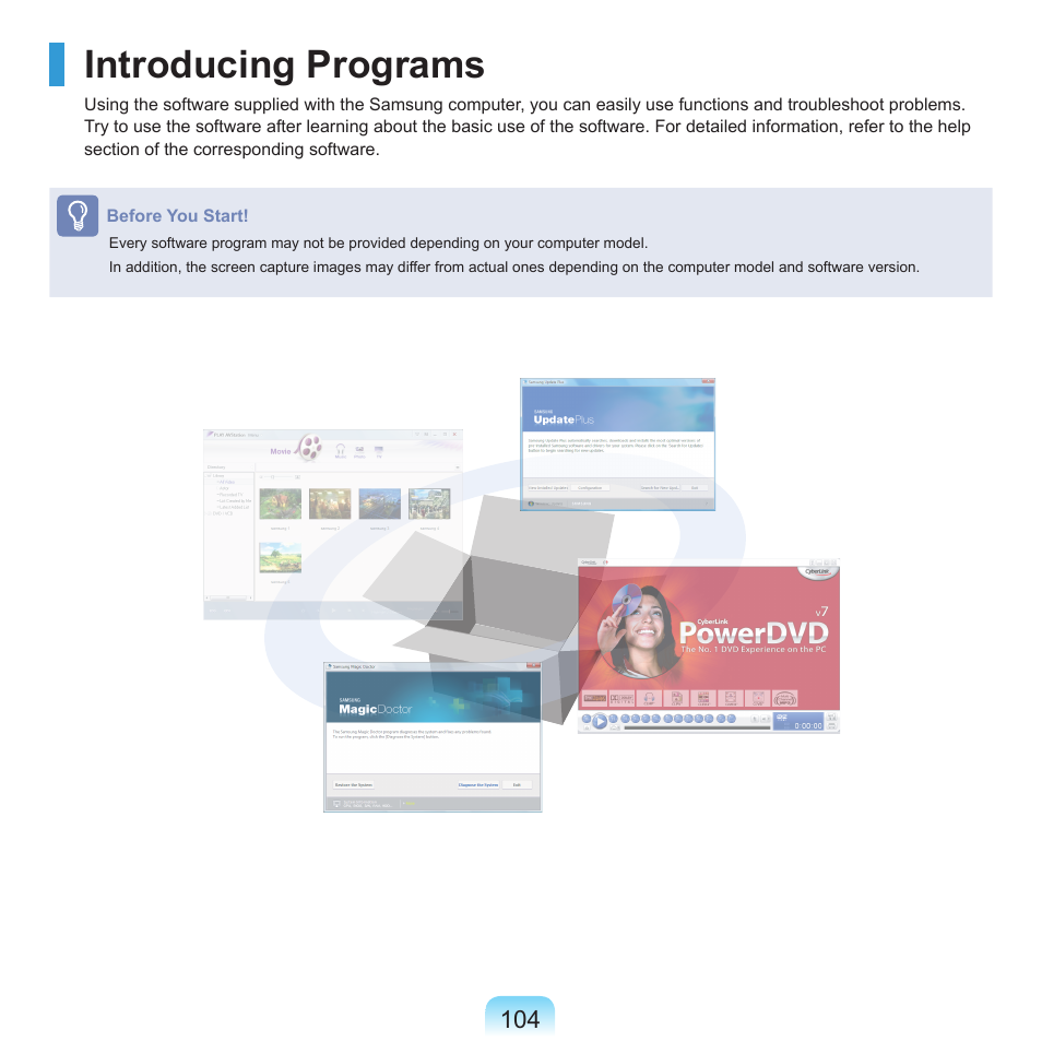 Introducing programs | Samsung R70 User Manual | Page 105 / 196