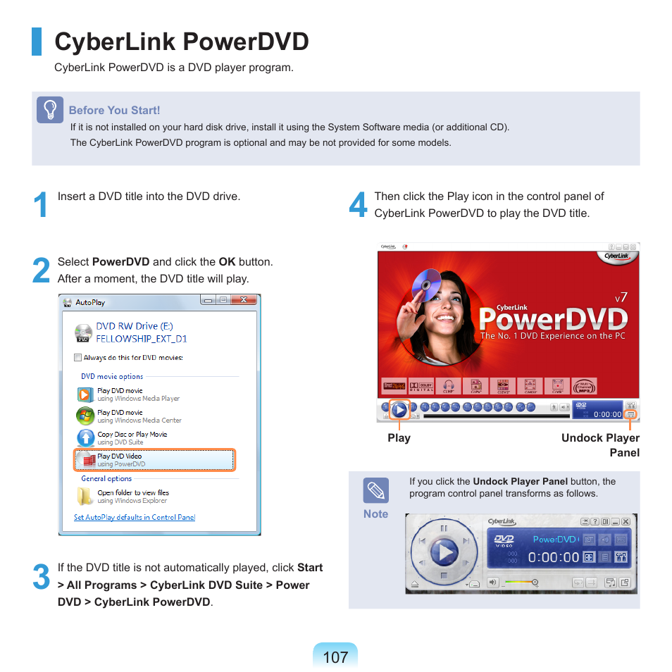 Cyberlink powerdvd | Samsung R70 User Manual | Page 108 / 196