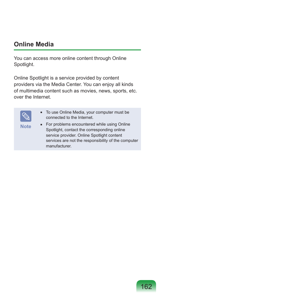 Online media | Samsung R70 User Manual | Page 163 / 196
