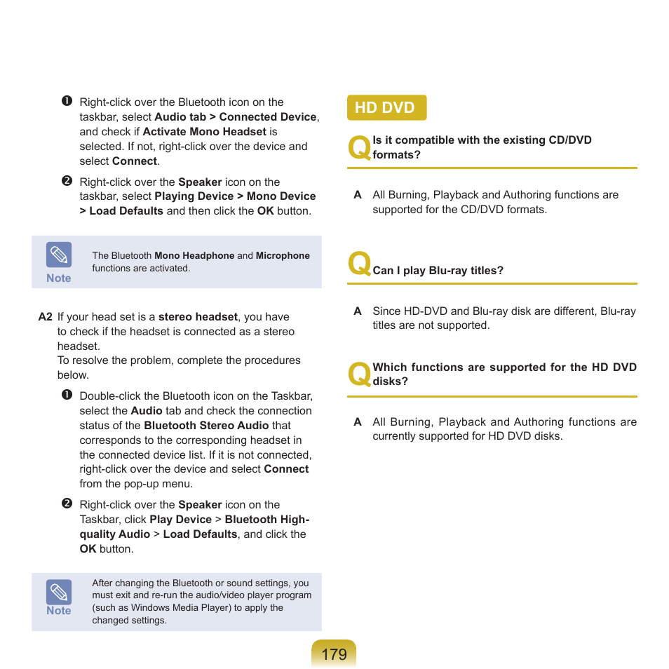 Hd dvd, 179 hd dvd | Samsung R70 User Manual | Page 180 / 196