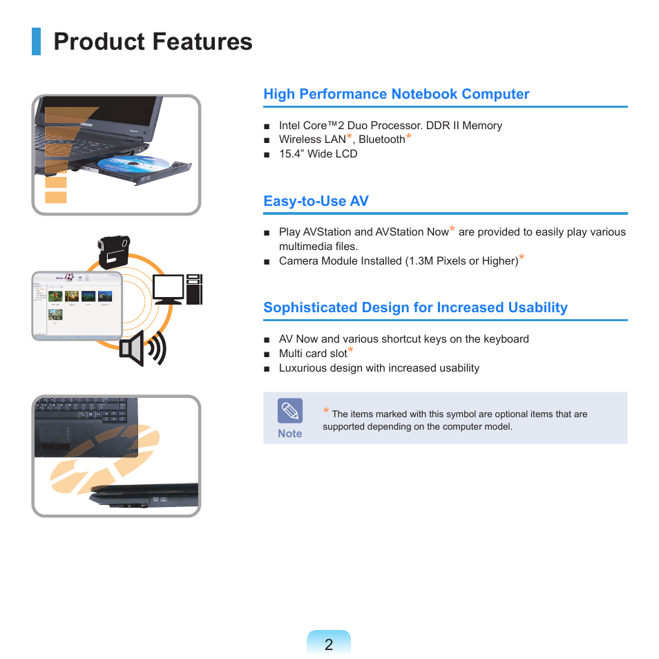 Product features | Samsung R70 User Manual | Page 3 / 196