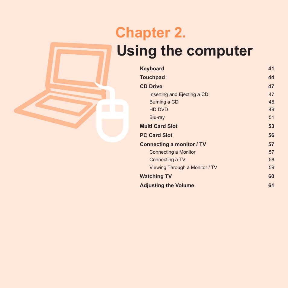 Chapter 2. using the computer | Samsung R70 User Manual | Page 41 / 196