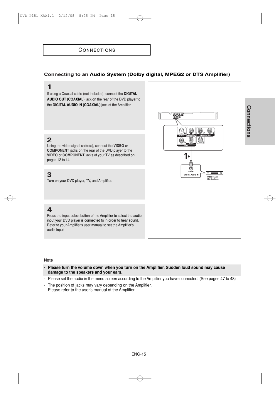 Connections c | Samsung DVD-P181 User Manual | Page 15 / 55