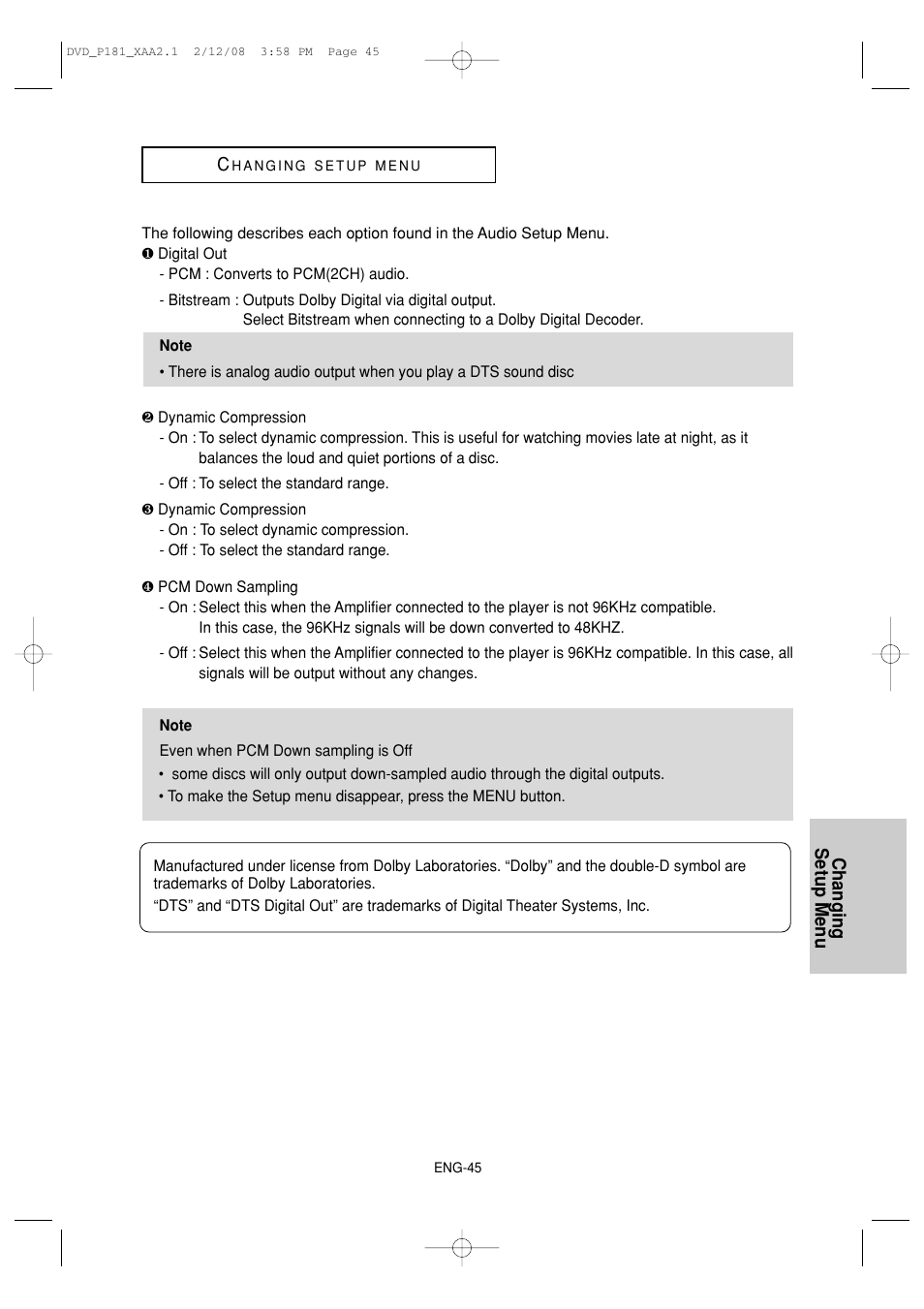 Samsung DVD-P181 User Manual | Page 45 / 55