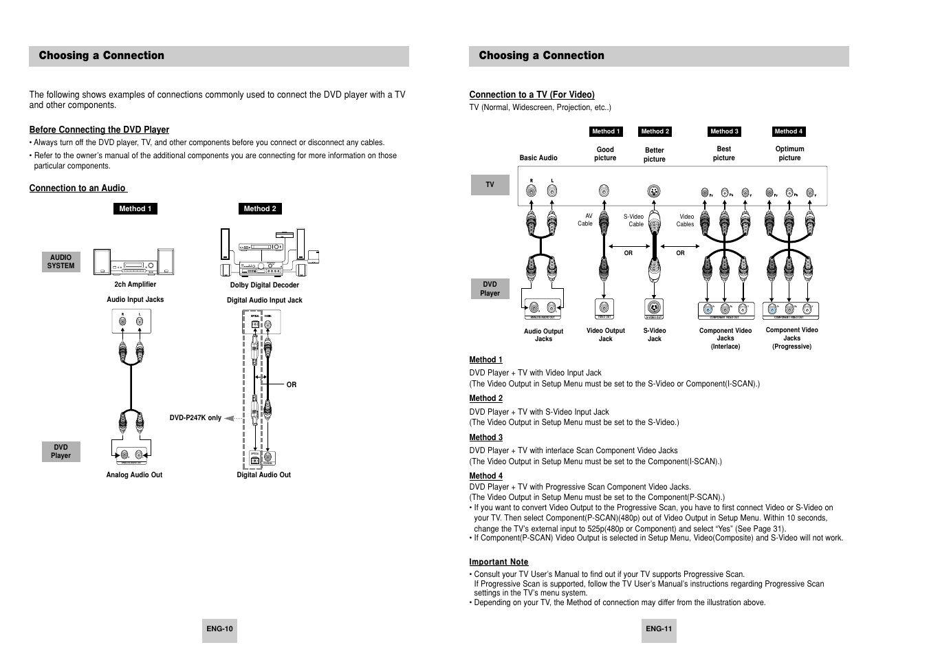 Choosing a connection | Samsung DVD-P147 User Manual | Page 6 / 18