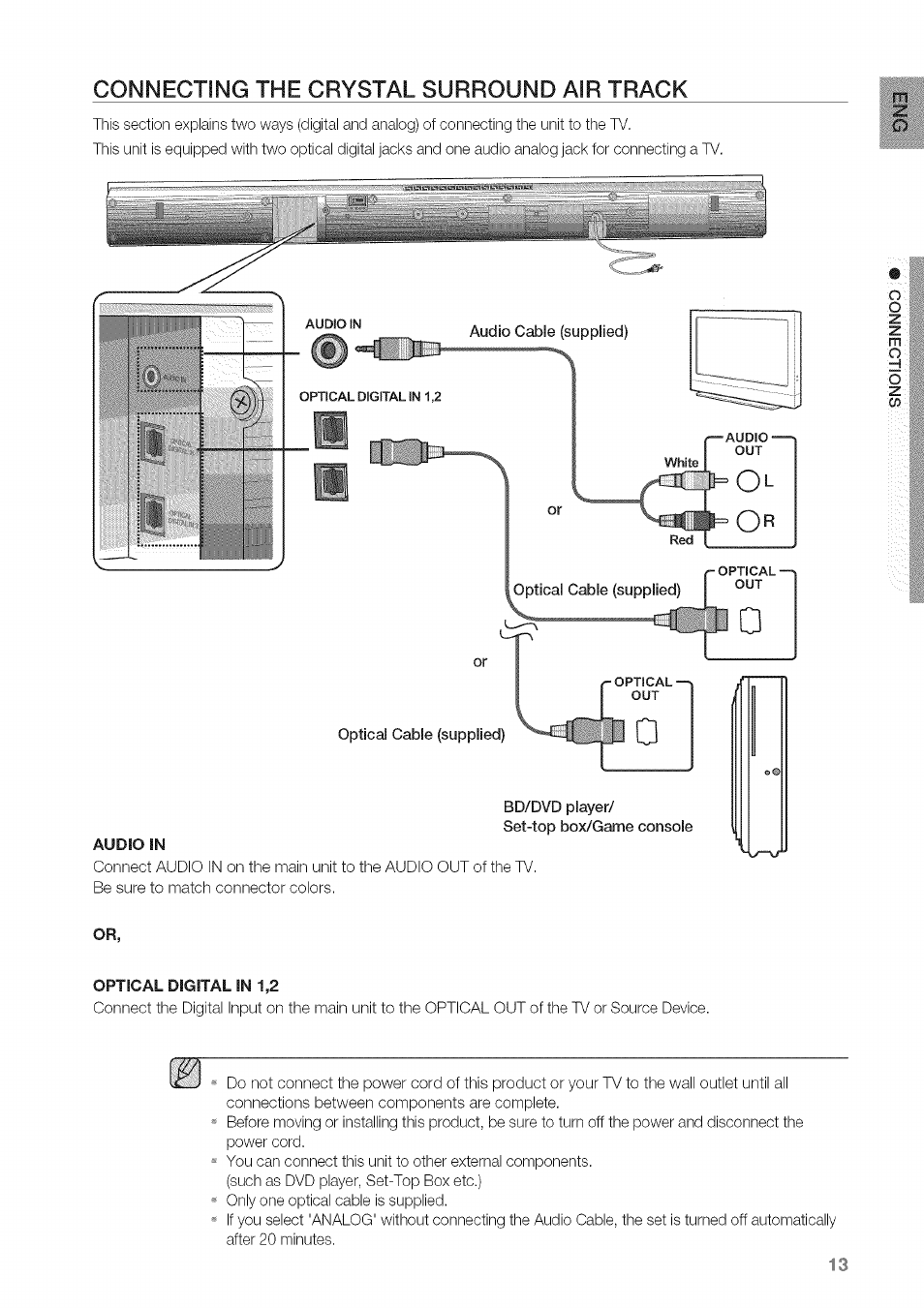 Connecting the crystal surround air track, Connecting the crystal surround, Track | Samsung HW-C450 User Manual | Page 13 / 21