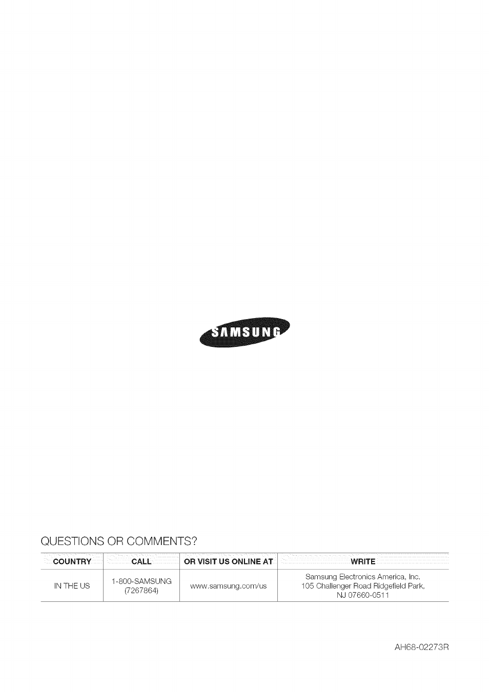 Questions or comments | Samsung HW-C450 User Manual | Page 21 / 21