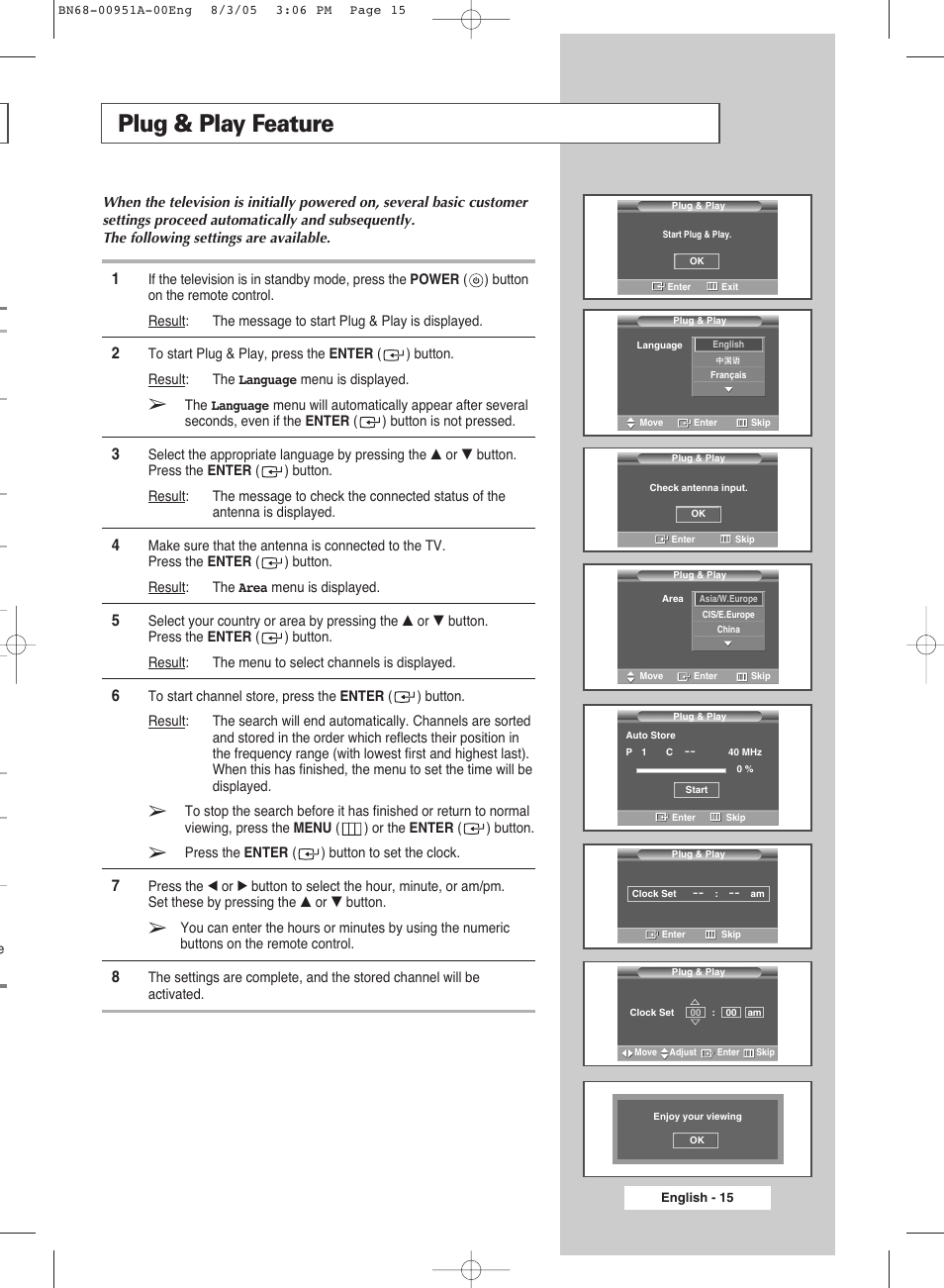 Plug & play feature | Samsung BN68-00951A-00 User Manual | Page 15 / 68