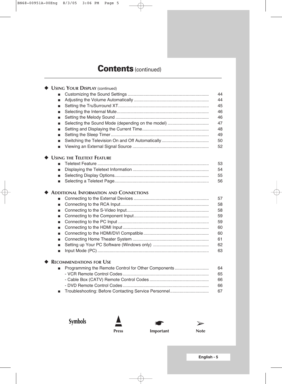 Samsung BN68-00951A-00 User Manual | Page 5 / 68