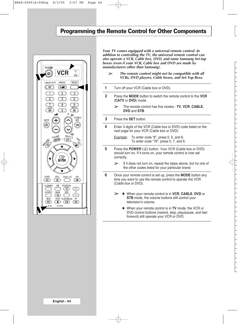 Recommendations for use | Samsung BN68-00951A-00 User Manual | Page 64 / 68