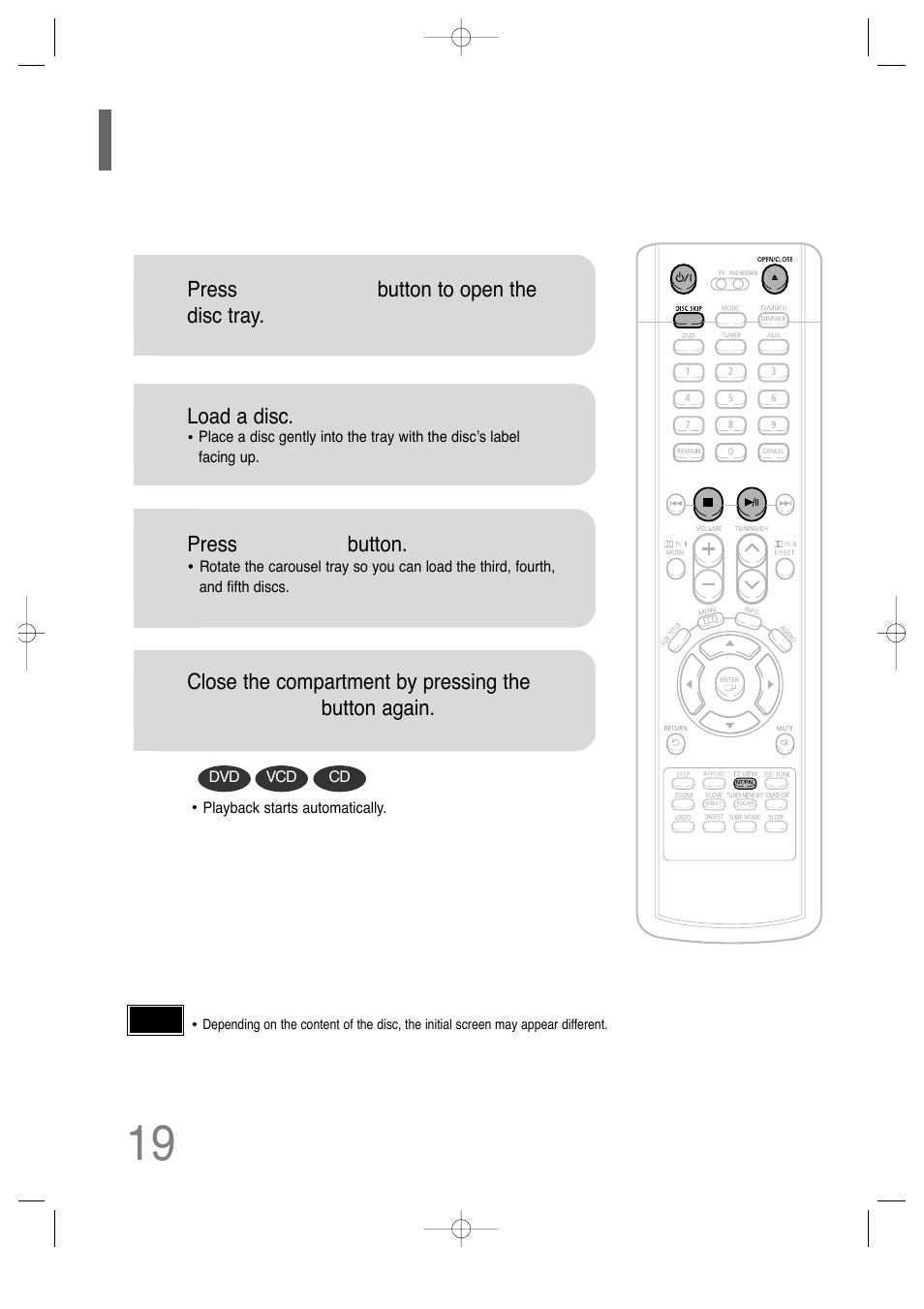 19 disc playback | Samsung HT-P29 User Manual | Page 21 / 69