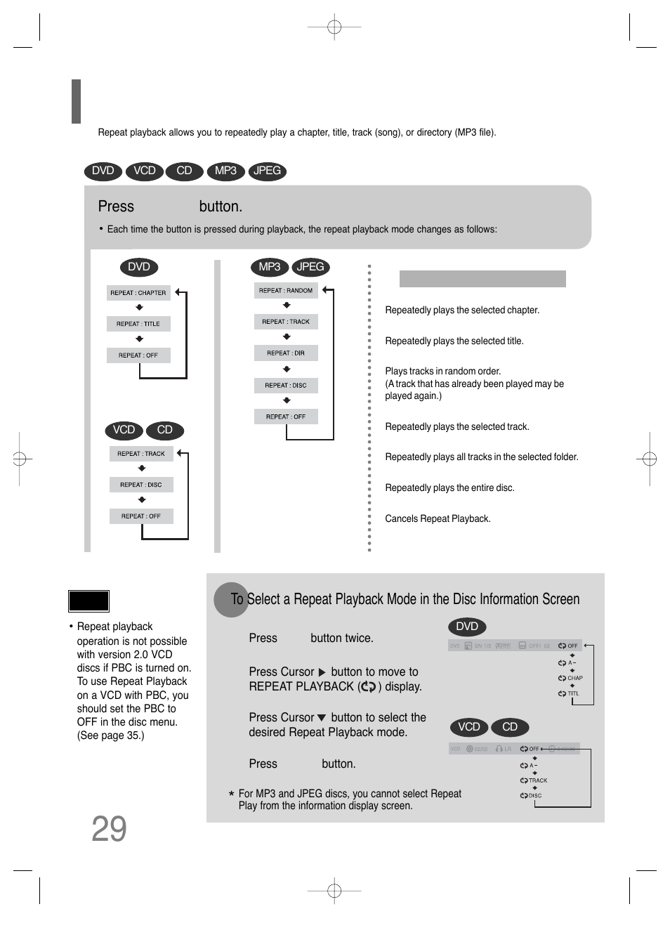 Repeat playback | Samsung HT-P29 User Manual | Page 31 / 69