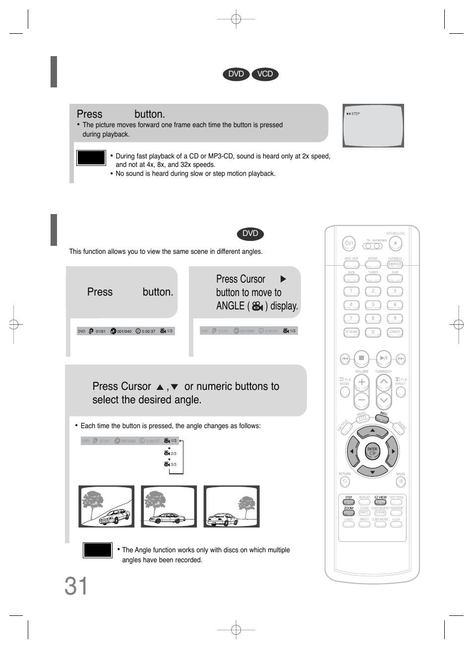 Step function, Angle function | Samsung HT-P29 User Manual | Page 33 / 69