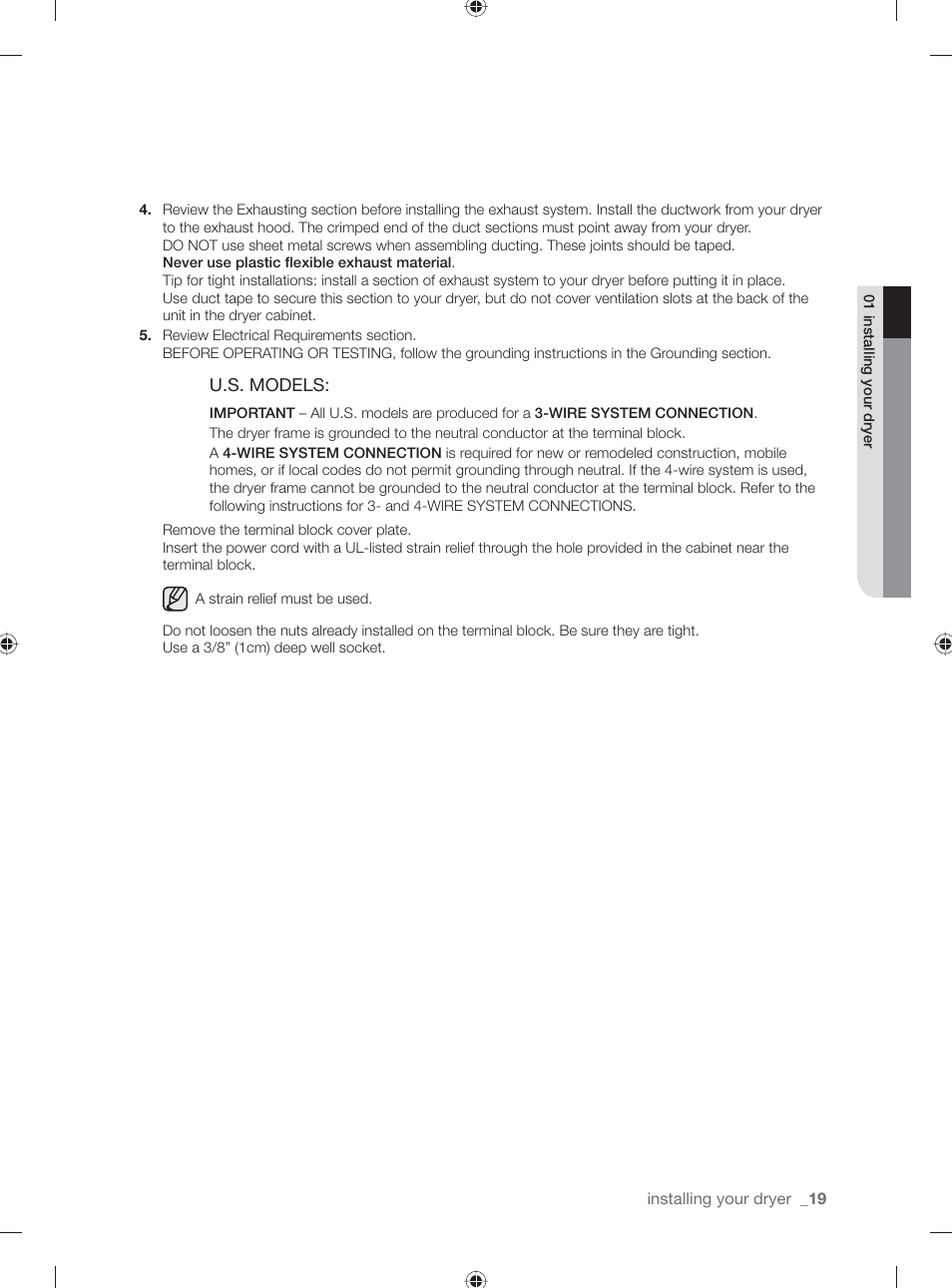 U.s. models | Samsung DV431AE User Manual | Page 19 / 80