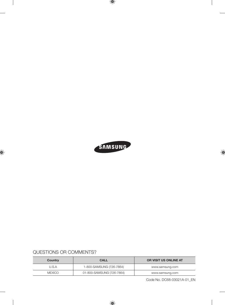 Questions or comments | Samsung DV431AE User Manual | Page 40 / 80