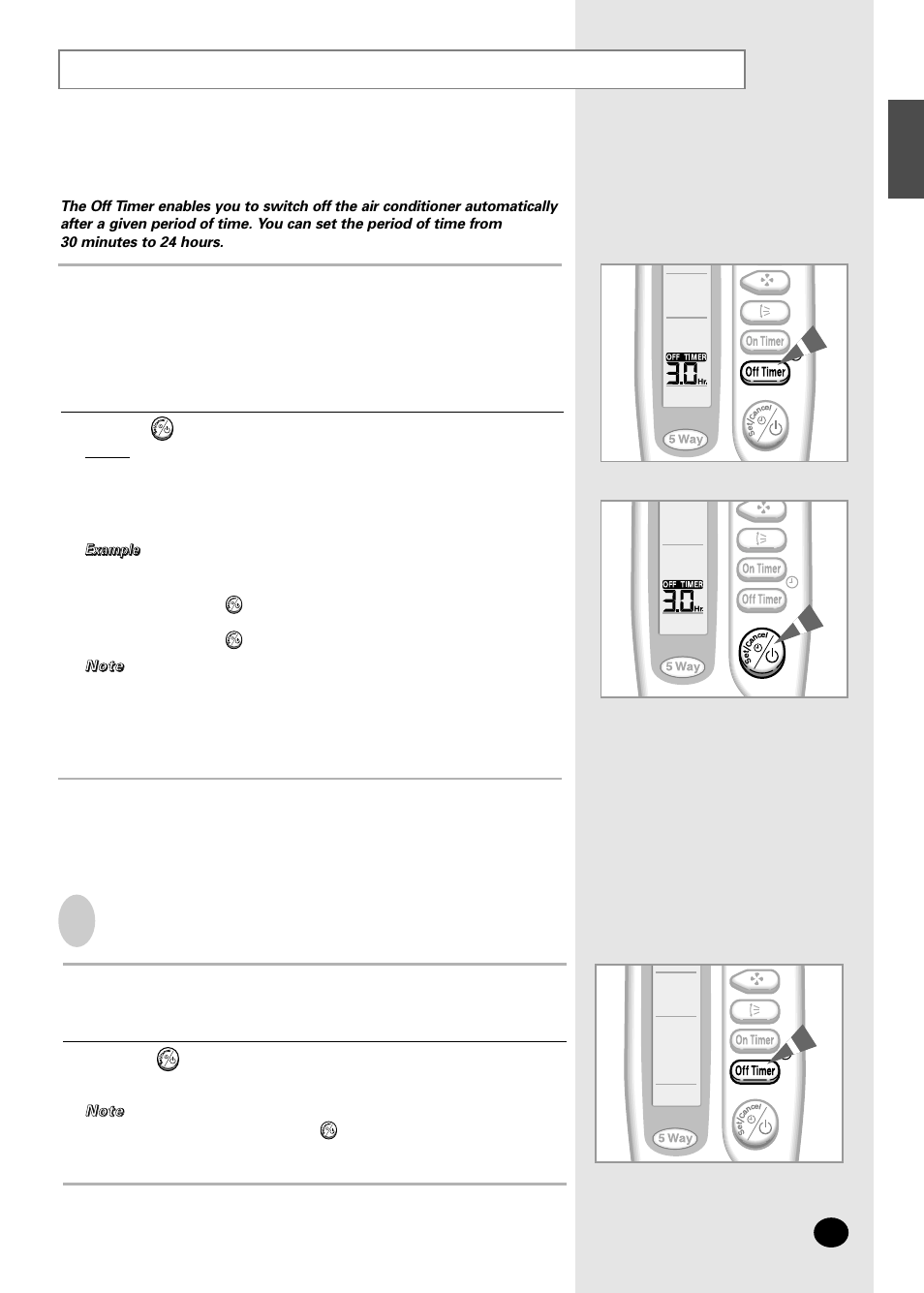 Setting the off timer | Samsung AM18B1(B2)C09 User Manual | Page 17 / 25