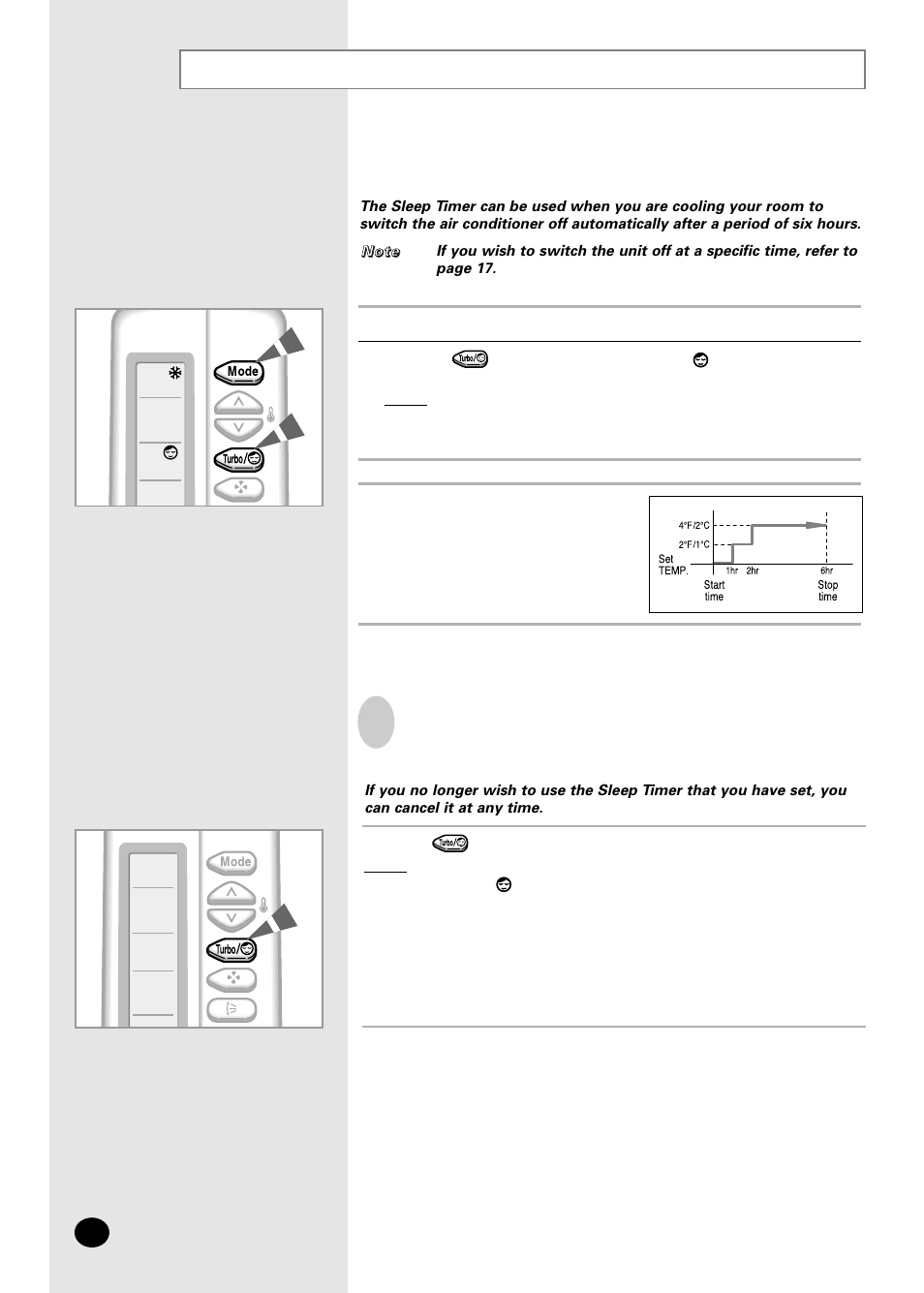 Setting the sleep timer | Samsung AM18B1(B2)C09 User Manual | Page 18 / 25