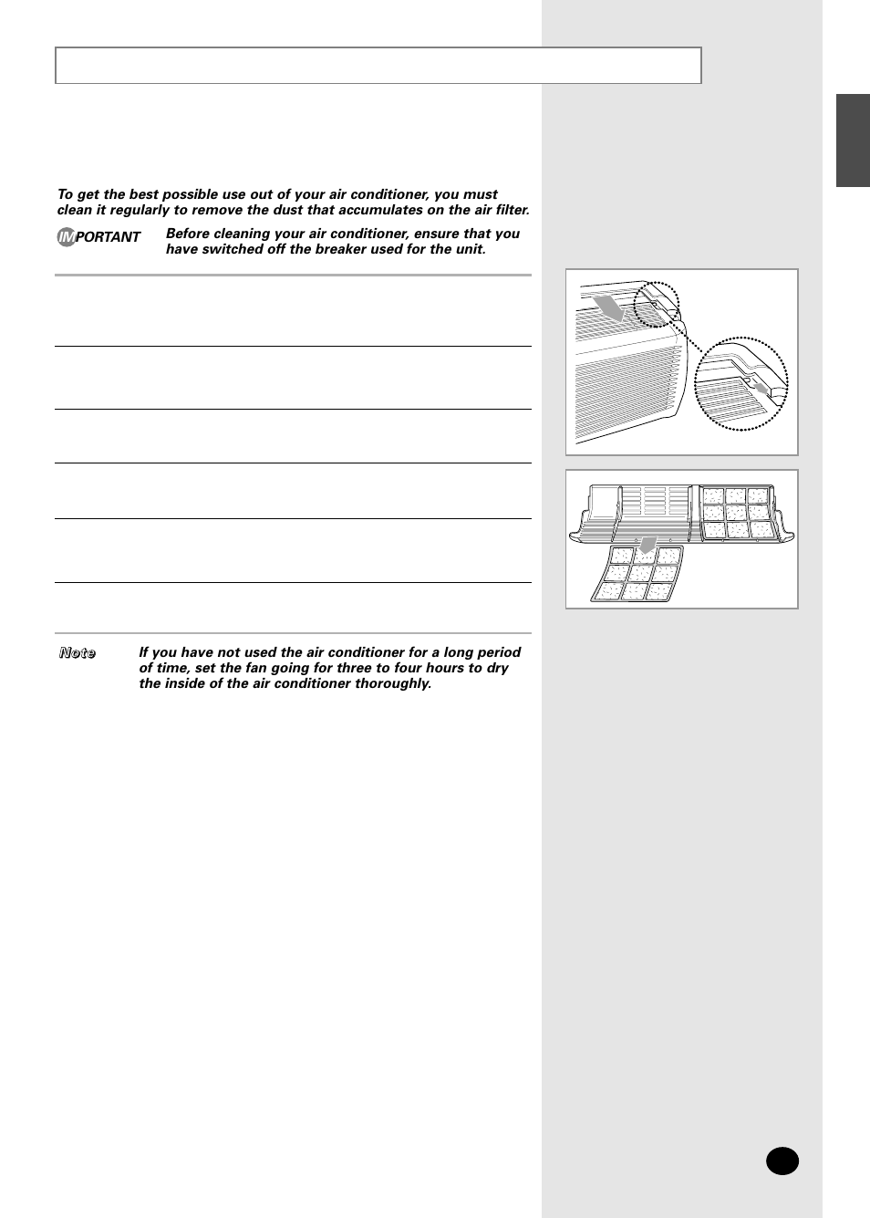 Cleaning your air conditioner | Samsung AM18B1(B2)C09 User Manual | Page 21 / 25