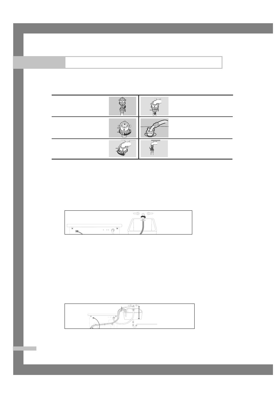 Connecting the water supply hose, Positioning the drain hose, Installing the washing machine | Connecting the water supply hose (option) | Samsung SWF-P10 User Manual | Page 6 / 24