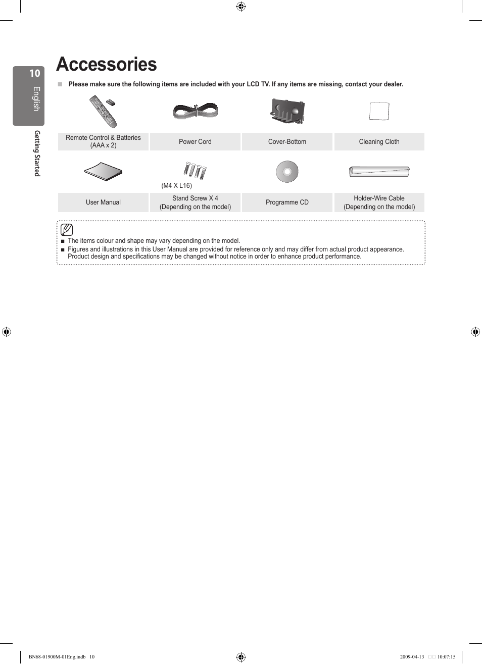 Accessories | Samsung BN68-01900M-01 User Manual | Page 10 / 107