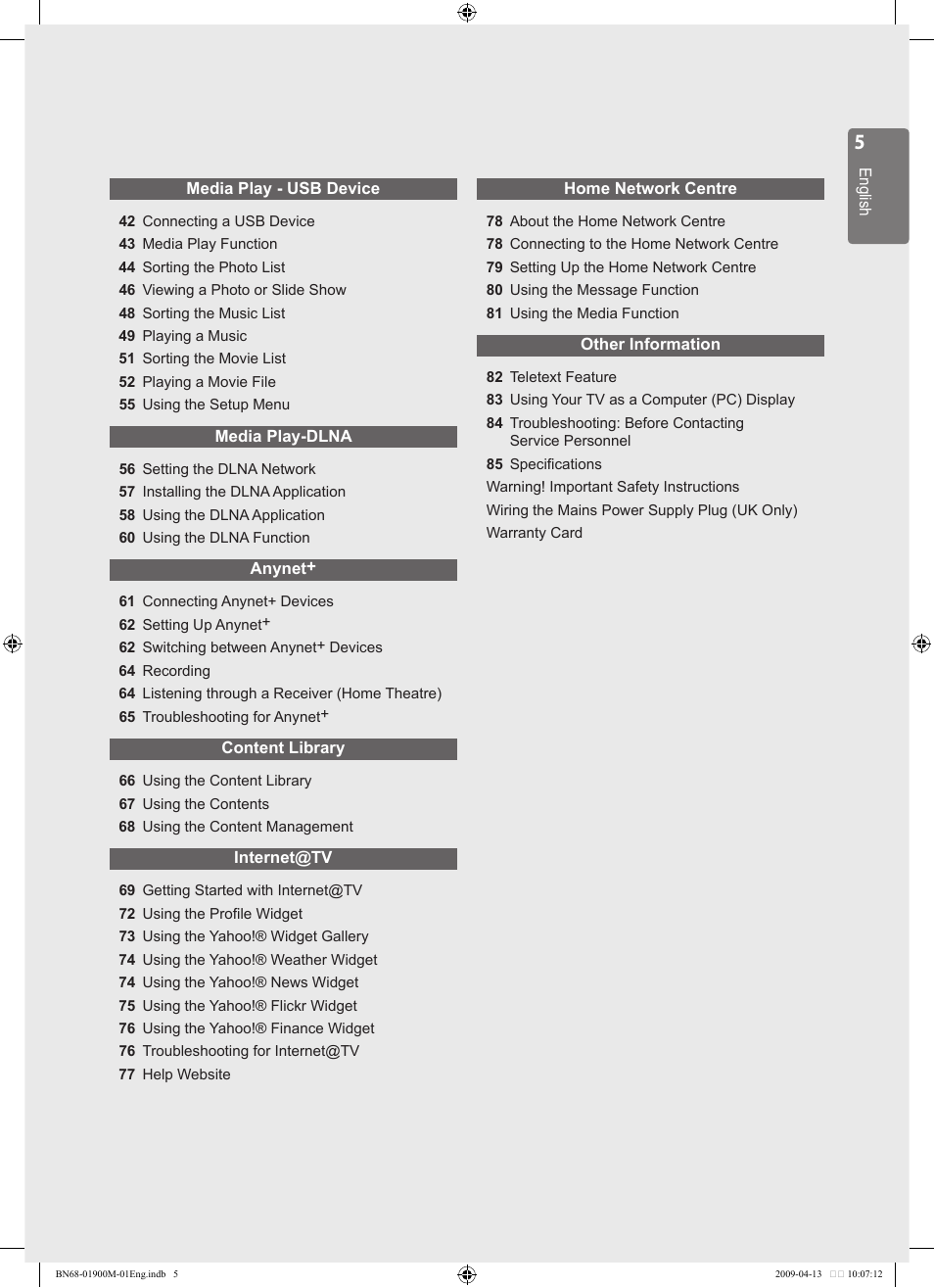 Samsung BN68-01900M-01 User Manual | Page 5 / 107