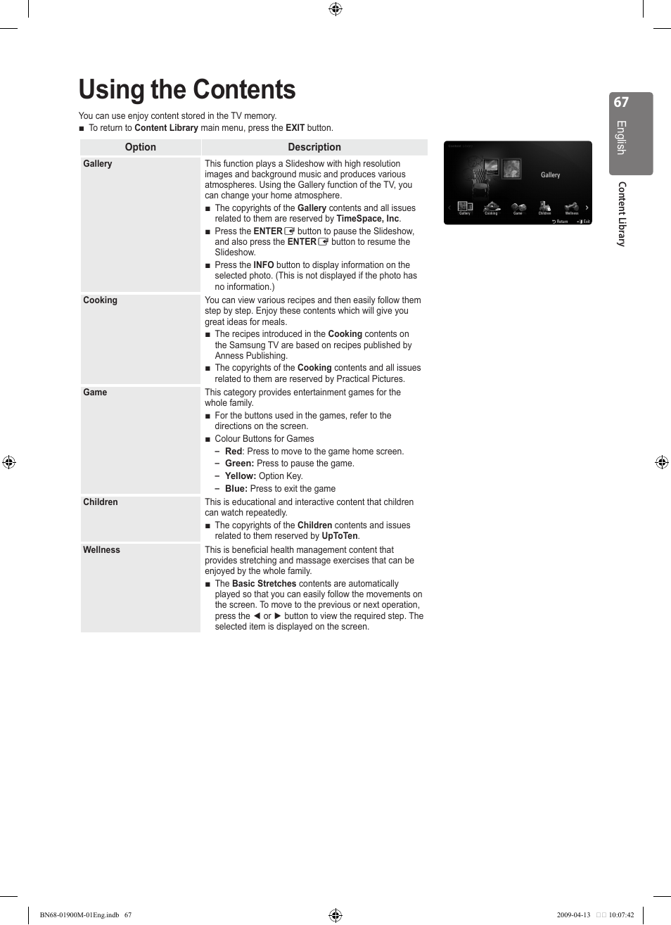 Using the contents | Samsung BN68-01900M-01 User Manual | Page 67 / 107