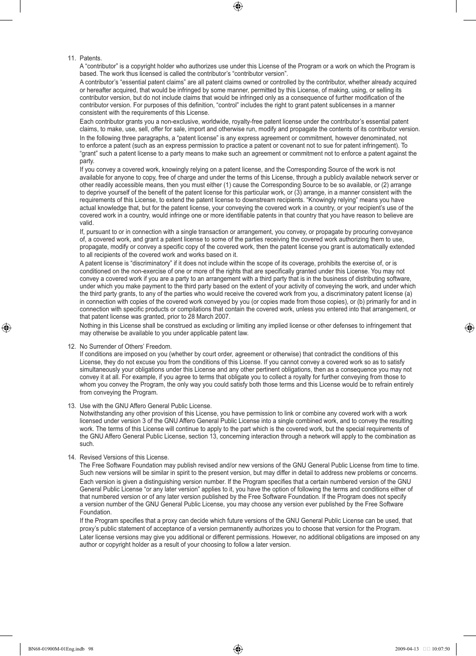 Samsung BN68-01900M-01 User Manual | Page 98 / 107