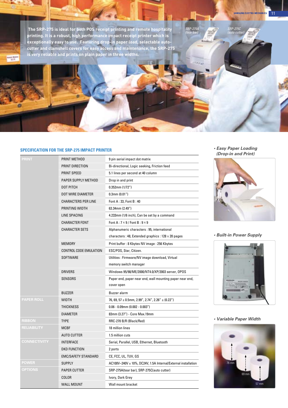 Samsung 2 COLOR THERMAL PRINTER SRP-370 User Manual | Page 11 / 23