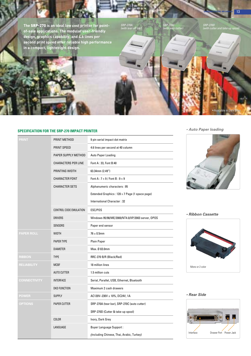 Samsung 2 COLOR THERMAL PRINTER SRP-370 User Manual | Page 13 / 23