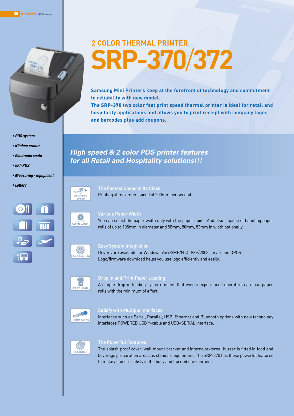 2 color thermal printer | Samsung 2 COLOR THERMAL PRINTER SRP-370 User Manual | Page 6 / 23