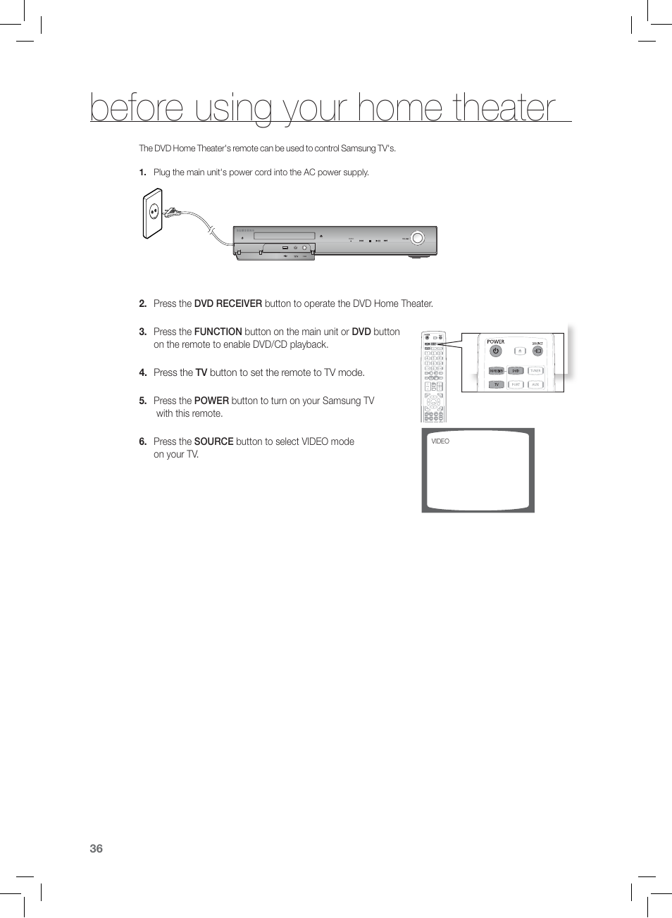 Before using your home theater | Samsung AH68-02166R User Manual | Page 36 / 78
