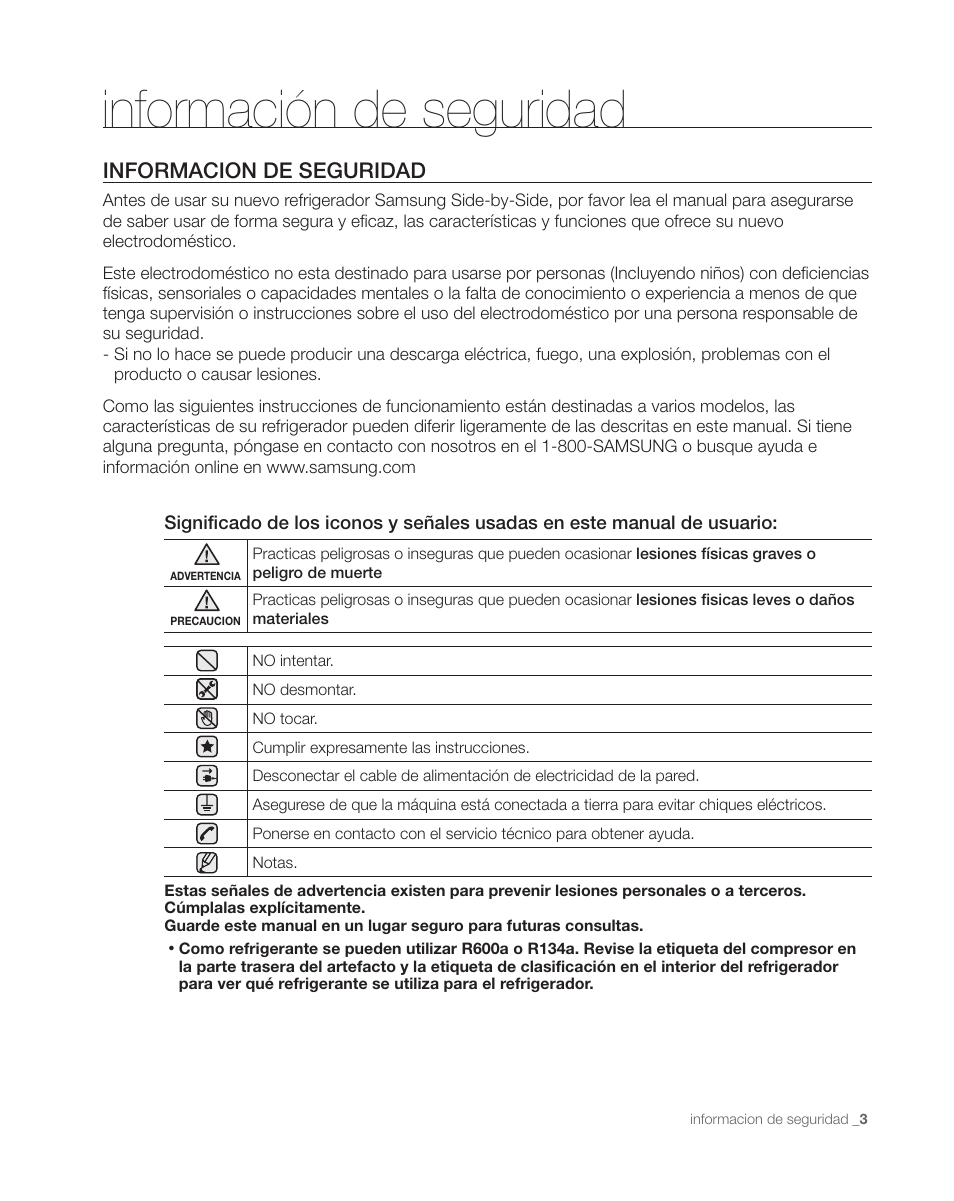 Información de seguridad, Informacion de seguridad | Samsung DA68-01890C User Manual | Page 37 / 68