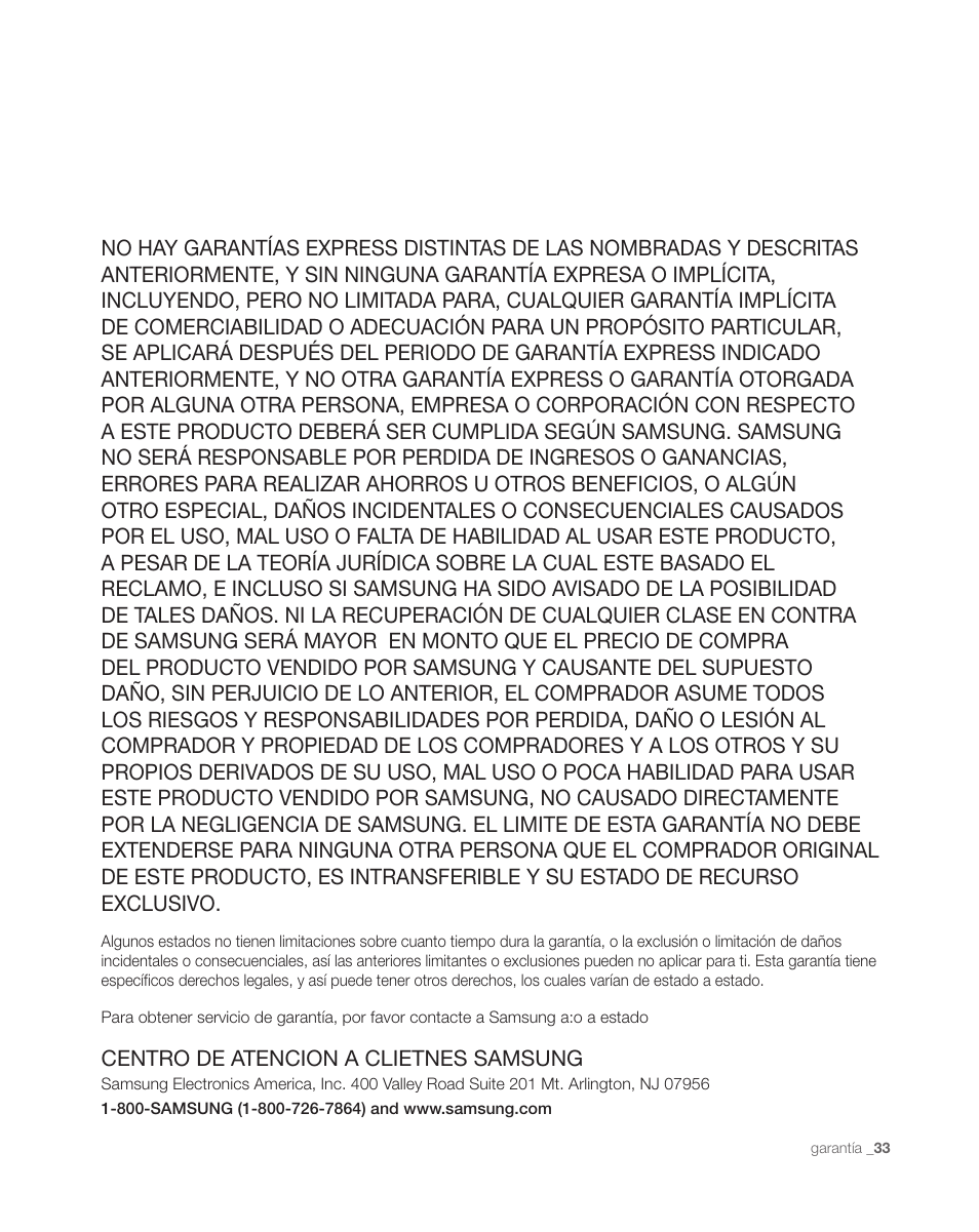 Centro de atencion a clietnes samsung | Samsung DA68-01890C User Manual | Page 67 / 68