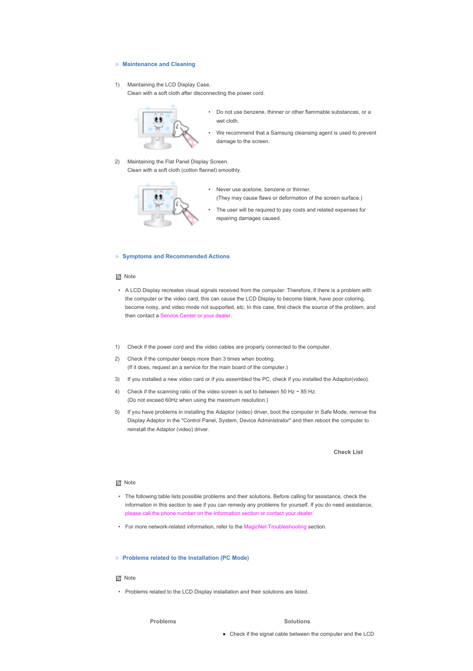 Check list | Samsung 700DXn User Manual | Page 17 / 20