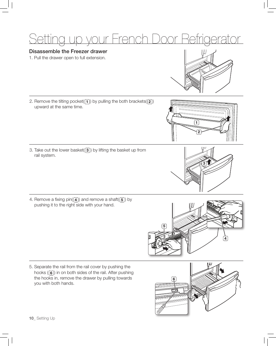 Setting up your french door refrigerator | Samsung RF266AA User Manual | Page 10 / 38