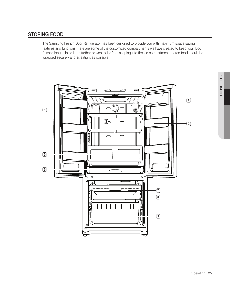 Storing food | Samsung RF266AA User Manual | Page 25 / 38