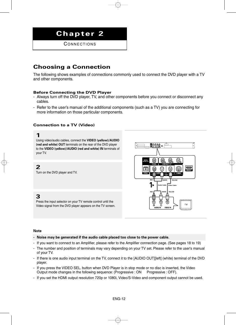 Chapter 2 connections, Choosing a connection | Samsung DVD-HD860 User Manual | Page 12 / 64