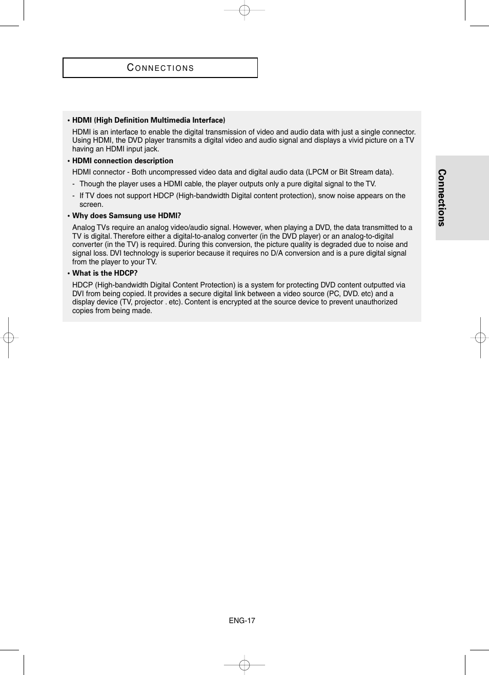 Connections c | Samsung DVD-HD860 User Manual | Page 17 / 64