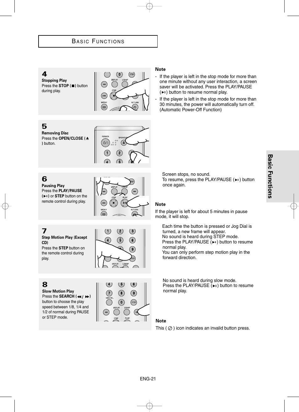 Basic functions b | Samsung DVD-HD860 User Manual | Page 21 / 64